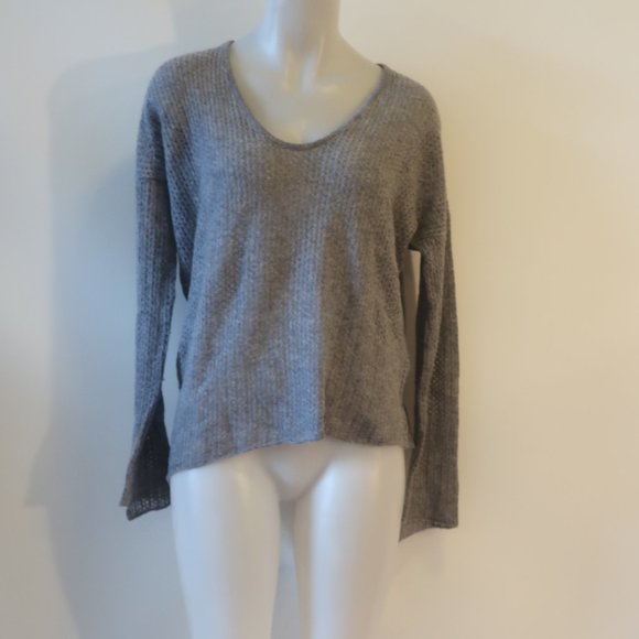 Womens Zadig & Voltaire Deluxe 100% Cashmere Gray Open Knit Sweater M * - Picture 1 of 8
